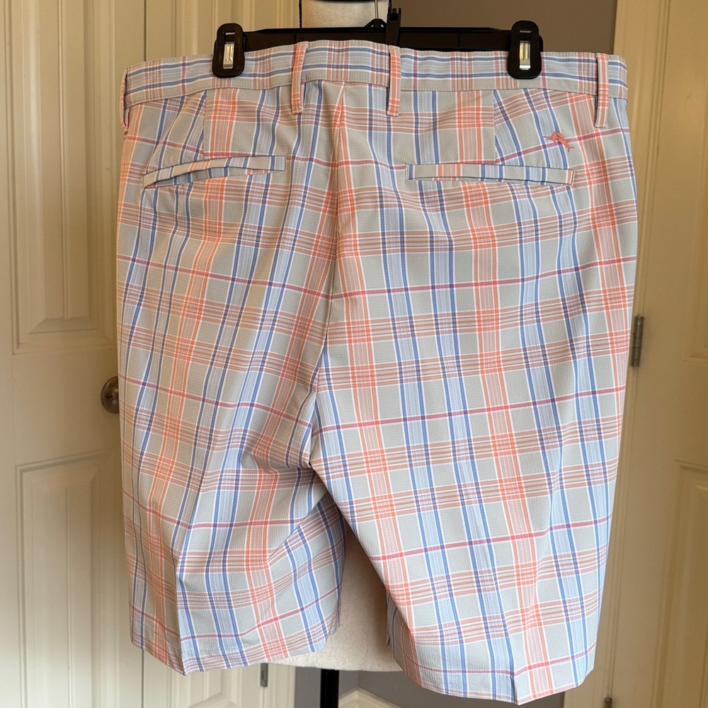 Tommy Bahama Plaid Men's Shorts in Light Blue and Orange size 38 - Picture 5 of 10
